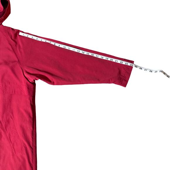 L.L. Bean Vintage Wool Lined Zip In Long Coat Removable Hood Pink Red Size Large - Picture 11 of 12